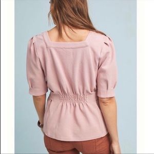 Anthropologie Current Air Barnett pink puff sleeve